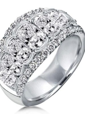 Halo Cushion Created White Sapphire Sterling Silver Wedding Band
