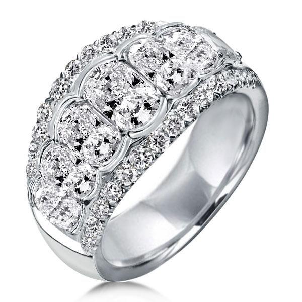 Halo Cushion Created White Sapphire Sterling Silver Wedding Band