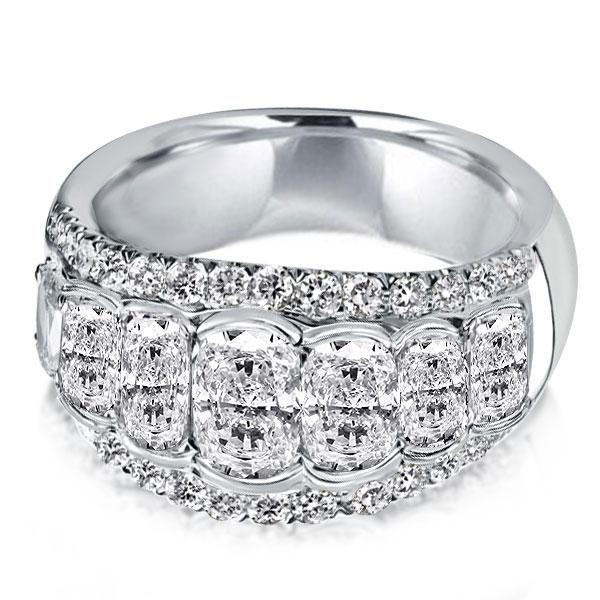 Halo Cushion Created White Sapphire Sterling Silver Wedding Band