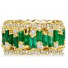 18K Rose Gold Plated Sterling Silver Emerald Cut Triple Row Wedding Band Ring (12.50 CT. TW.)