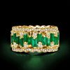 18K Rose Gold Plated Sterling Silver Emerald Cut Triple Row Wedding Band Ring (12.50 CT. TW.)