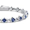 Women's Three Stone Asscher Cut Blue Sapphire Tennis Bracelet in Sterling Silver