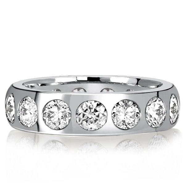 Flush Setting Wedding Band Ring in 925 Sterling Silver with 3.75 CT. TW. Accents