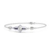 925 Sterling Silver Round White and Blue Sapphire Chain Bracelet for Women