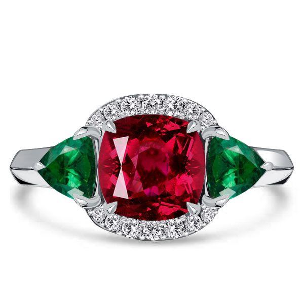 Ruby Cushion Cut Sterling Silver Engagement Ring - 3.75 CTW