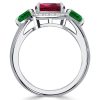 Ruby Cushion Cut Sterling Silver Engagement Ring - 3.75 CTW