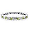 1.44 CT. TW. Baguette Cut Peridot Eternity Wedding Band in Rhodium-Plated Sterling Silver