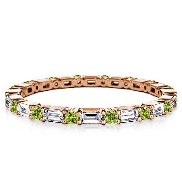 1.44 CT. TW. Baguette Cut Peridot Eternity Wedding Band in Rhodium-Plated Sterling Silver