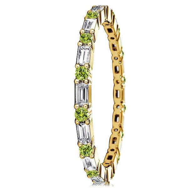 1.44 CT. TW. Baguette Cut Peridot Eternity Wedding Band in Rhodium-Plated Sterling Silver