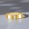 18K Gold Plated Sterling Silver Baguette Single Stone Wedding Band Ring for Women
