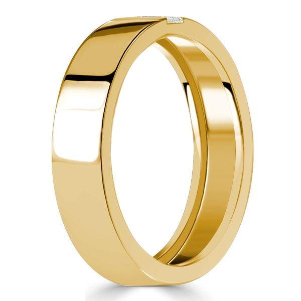 18K Gold Plated Sterling Silver Baguette Single Stone Wedding Band Ring for Women