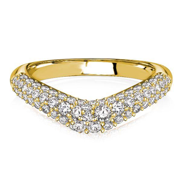 Pave Setting Chevron Wedding Band Ring in 925 Sterling Silver