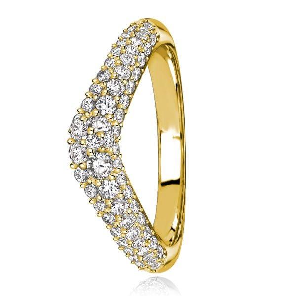 Pave Setting Chevron Wedding Band Ring in 925 Sterling Silver