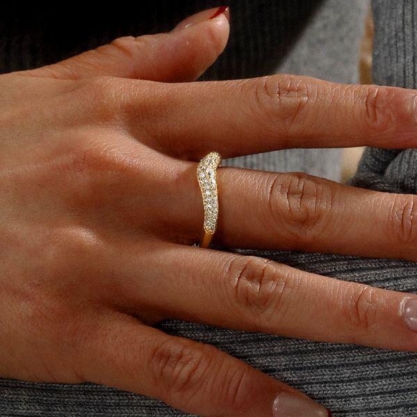 Pave Setting Chevron Wedding Band Ring in 925 Sterling Silver