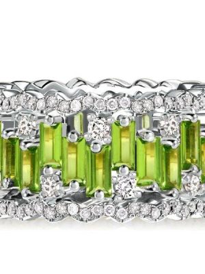 12.50 CT. TW. Peridot Baguette Cut Eternity Wedding Band in 18K Rose Gold Plated Sterling Silver