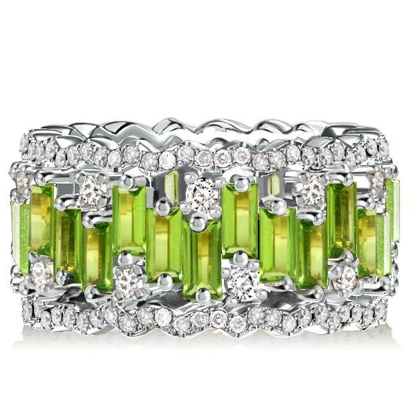12.50 CT. TW. Peridot Baguette Cut Eternity Wedding Band in 18K Rose Gold Plated Sterling Silver