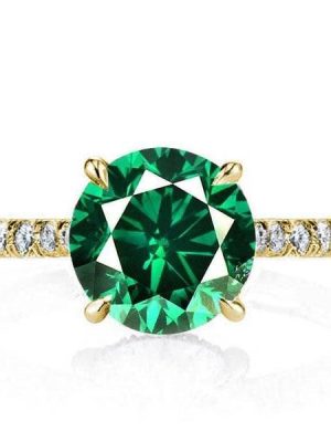 U-Pave Golden Classic Round Engagement Ring 2.75 CT.