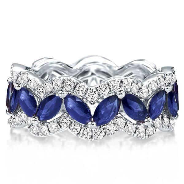 Marquise Cut Sterling Silver Wedding Band Set - 5.42 CT. TW.
