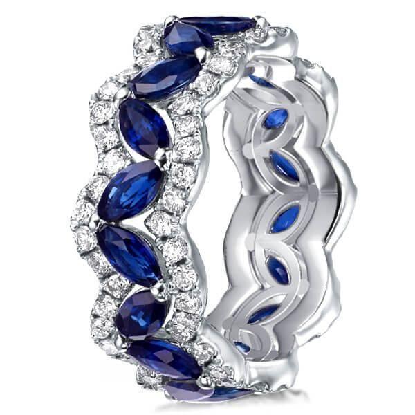 Marquise Cut Sterling Silver Wedding Band Set - 5.42 CT. TW.