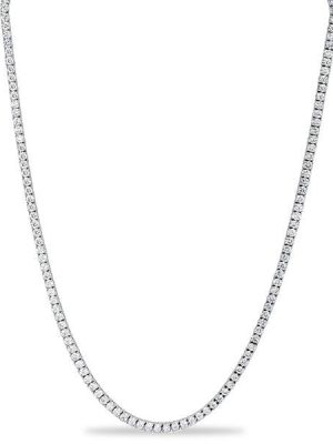 3.00mm Round Cut White Sapphire Tennis Necklace for Women in Rhodium Plated 925 Sterling Silver