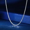 3.00mm Round Cut White Sapphire Tennis Necklace for Women in Rhodium Plated 925 Sterling Silver