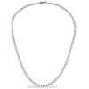 3.00mm Round Cut White Sapphire Tennis Necklace for Women in Rhodium Plated 925 Sterling Silver