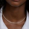 3.00mm Round Cut White Sapphire Tennis Necklace for Women in Rhodium Plated 925 Sterling Silver