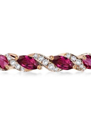 Marquise Cut Eternity Wedding Band - 18K Rose Gold Plated Sterling Silver