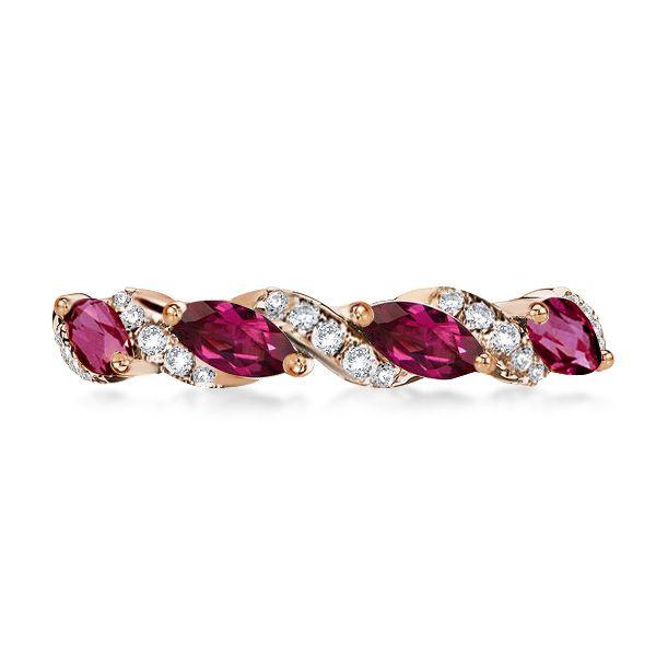 Marquise Cut Eternity Wedding Band - 18K Rose Gold Plated Sterling Silver