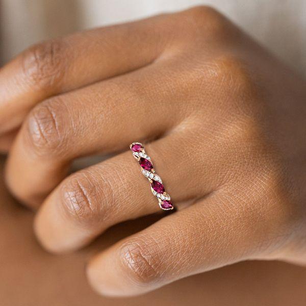 Marquise Cut Eternity Wedding Band - 18K Rose Gold Plated Sterling Silver