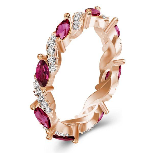 Marquise Cut Eternity Wedding Band - 18K Rose Gold Plated Sterling Silver