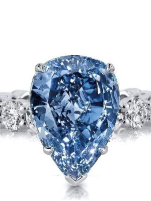 Pear-Shaped Blue Topaz Eternity Ring - Sterling Silver Wedding Band