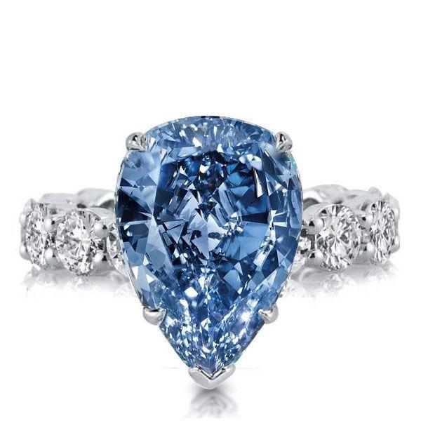 Pear-Shaped Blue Topaz Eternity Ring - Sterling Silver Wedding Band