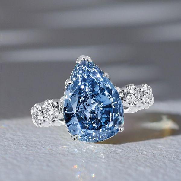 Pear-Shaped Blue Topaz Eternity Ring - Sterling Silver Wedding Band