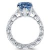 Pear-Shaped Blue Topaz Eternity Ring - Sterling Silver Wedding Band
