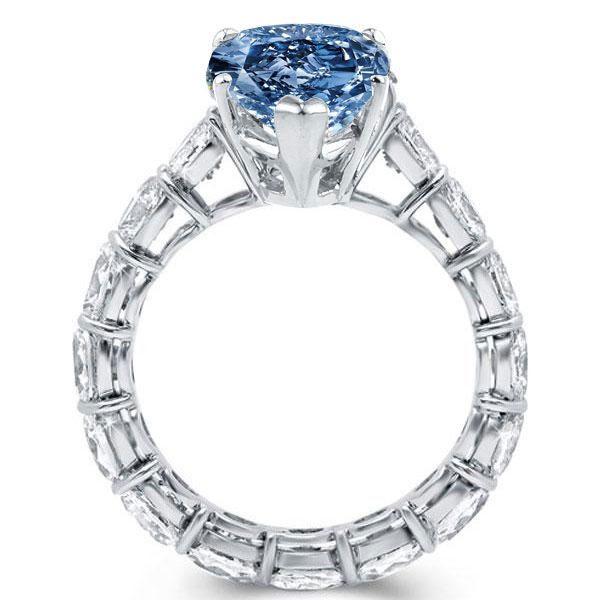 Pear-Shaped Blue Topaz Eternity Ring - Sterling Silver Wedding Band