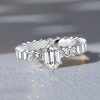 White Sapphire Hexagon Ring - Sterling Silver Statement Ring