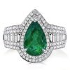 Pear Cut Green Sapphire Halo Engagement Ring in Sterling Silver