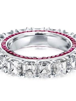 Eternity Asscher Cut White Sapphire Sterling Silver Wedding Band (8.61 CT. TW)