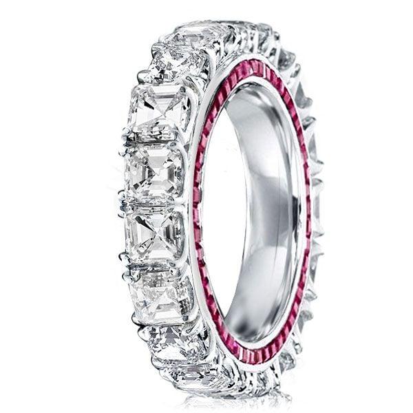 Eternity Asscher Cut White Sapphire Sterling Silver Wedding Band (8.61 CT. TW)