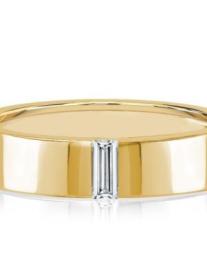 18K Gold Plated Sterling Silver Baguette Wedding Band Ring (0.15 CT. TW.)