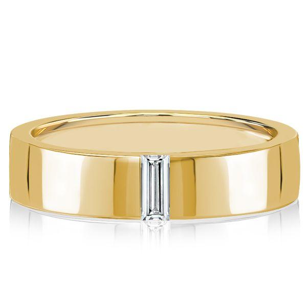 18K Gold Plated Sterling Silver Baguette Wedding Band Ring (0.15 CT. TW.)