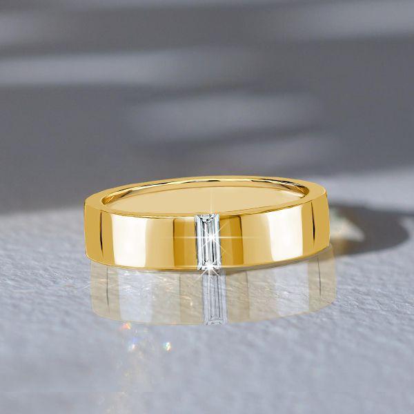 18K Gold Plated Sterling Silver Baguette Wedding Band Ring (0.15 CT. TW.)