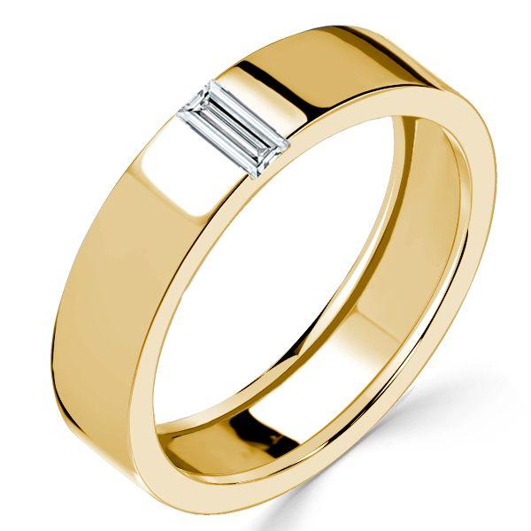 18K Gold Plated Sterling Silver Baguette Wedding Band Ring (0.15 CT. TW.)