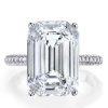 Emerald & White Sapphire Engagement Ring Set - Sterling Silver