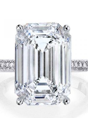 Emerald & White Sapphire Engagement Ring Set - Sterling Silver