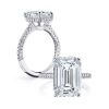 Emerald & White Sapphire Engagement Ring Set - Sterling Silver