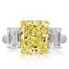 Two-Tone Sterling Silver Yellow Sapphire Three-Stone Engagement Ring
