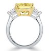Two-Tone Sterling Silver Yellow Sapphire Three-Stone Engagement Ring