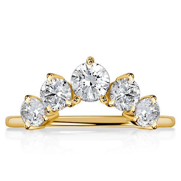 1.34 CT. TW. Five Stone Round Cut Chevron Wedding Band in 18K Gold Plated Sterling Silver